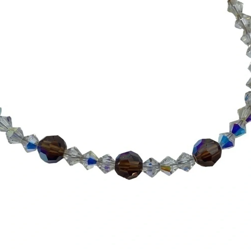 Swarovski AB Crystal Brown Beads Handmade Bracelet With Lobster Clasp